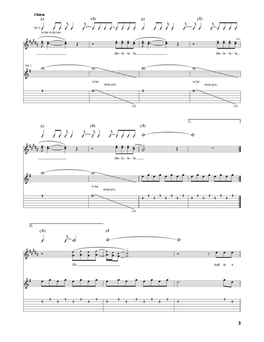 The Hellcat Spangled Shalalala Acoustic Guitar scores gallery preview page 3