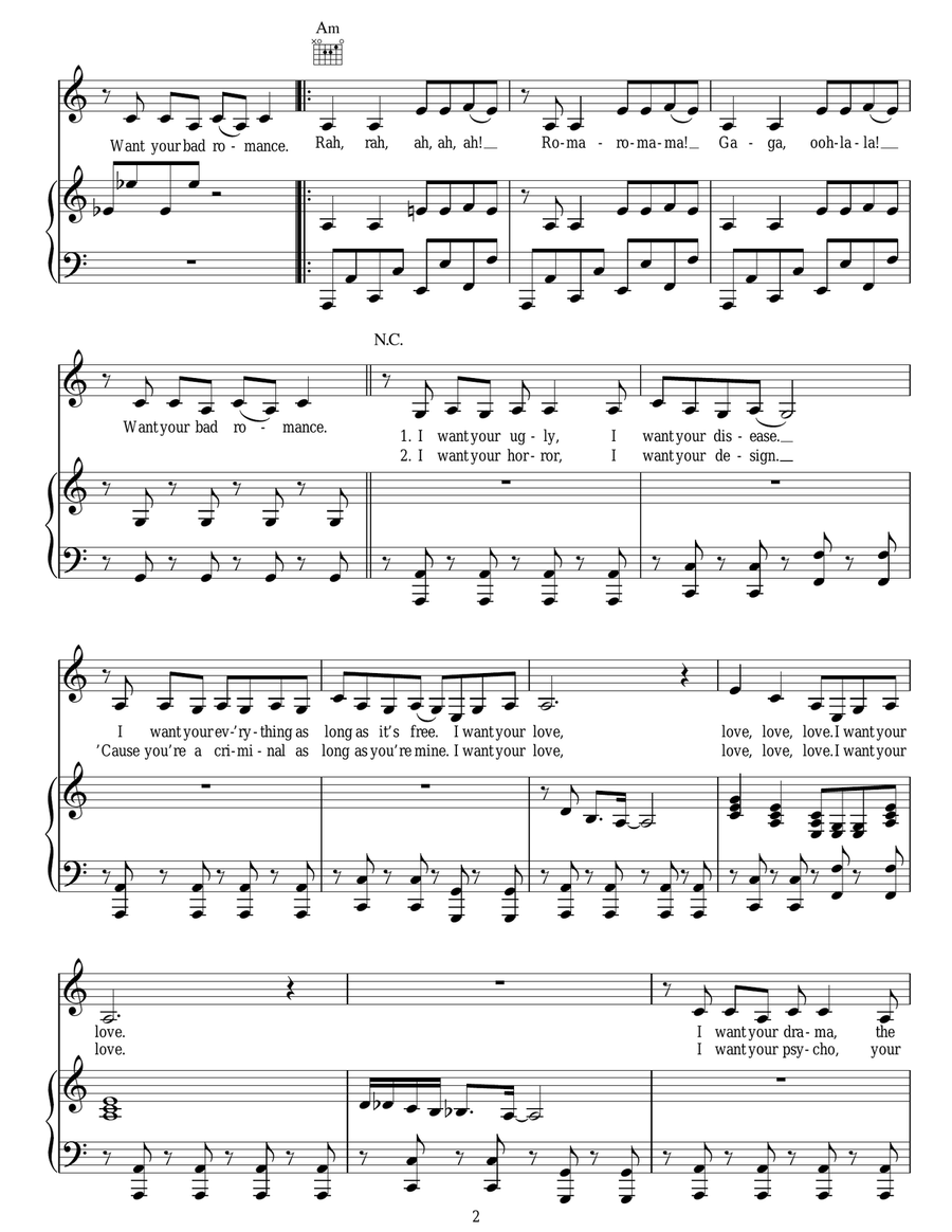 Bad Romance Bad Romance Acoustic Guitar scores gallery preview page 2