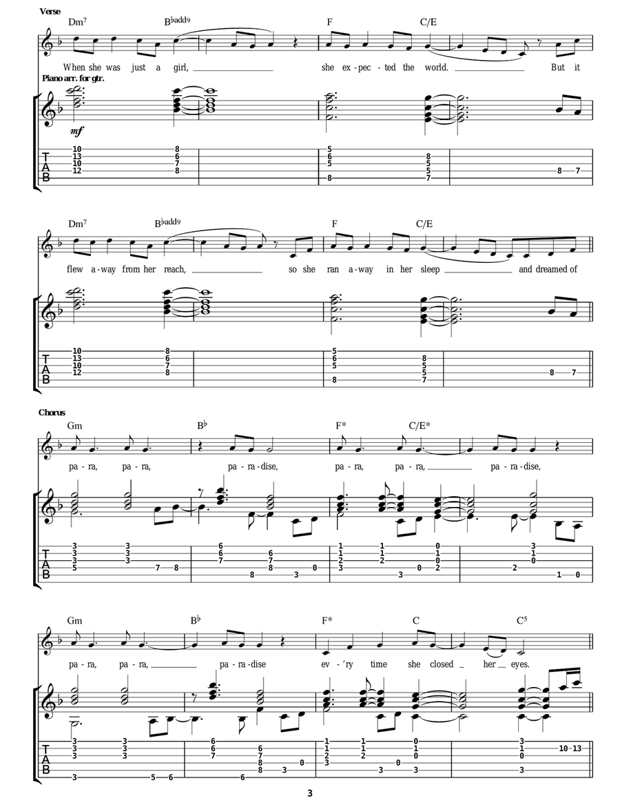 Paradise Paradise Guitar Tablature scores gallery preview page 3