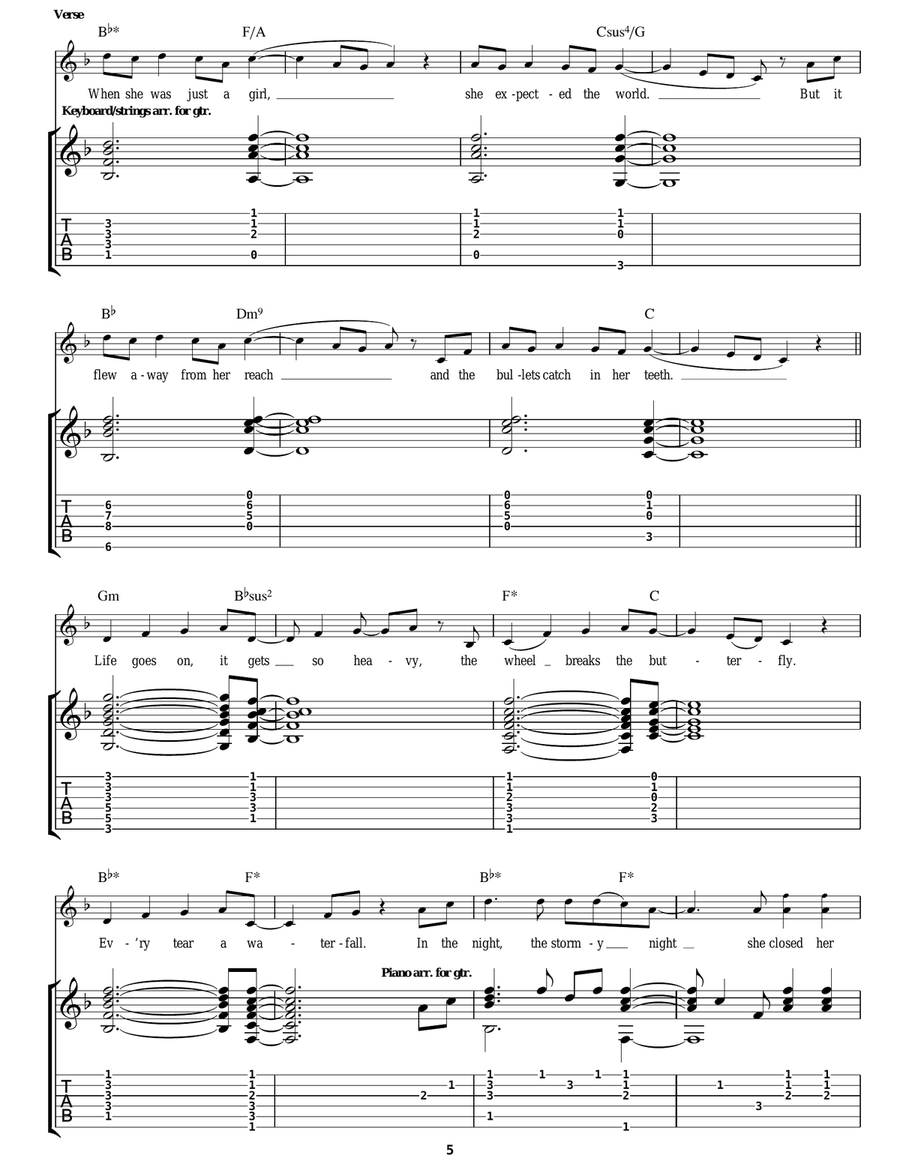 Paradise Paradise Guitar Tablature scores gallery preview page 5