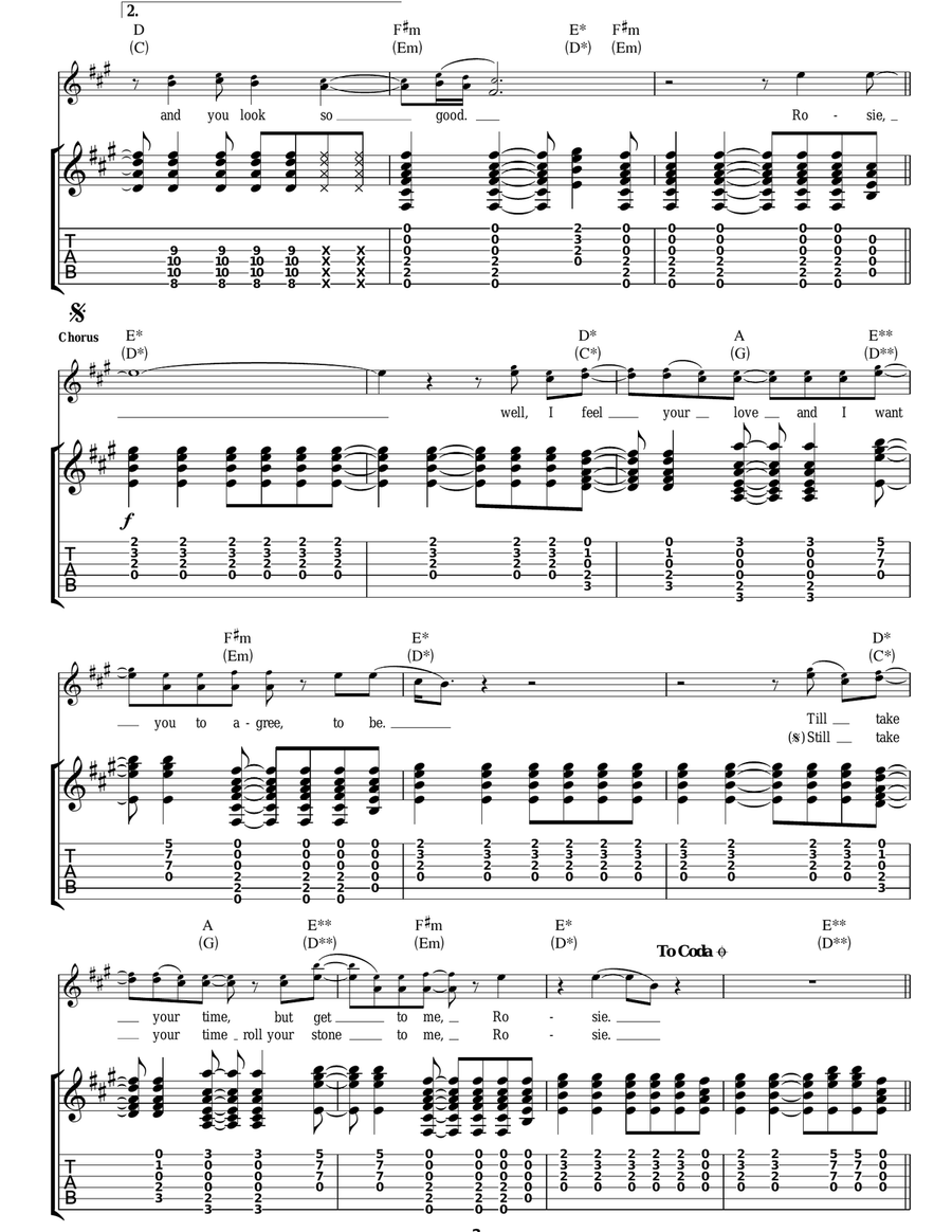 Rosie Rosie Guitar Tablature scores gallery preview page 2