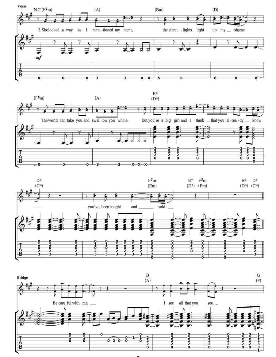 Rosie Rosie Guitar Tablature scores gallery preview page 3