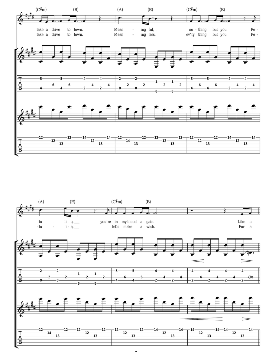 Petulia Petulia Guitar Tablature scores gallery preview page 2