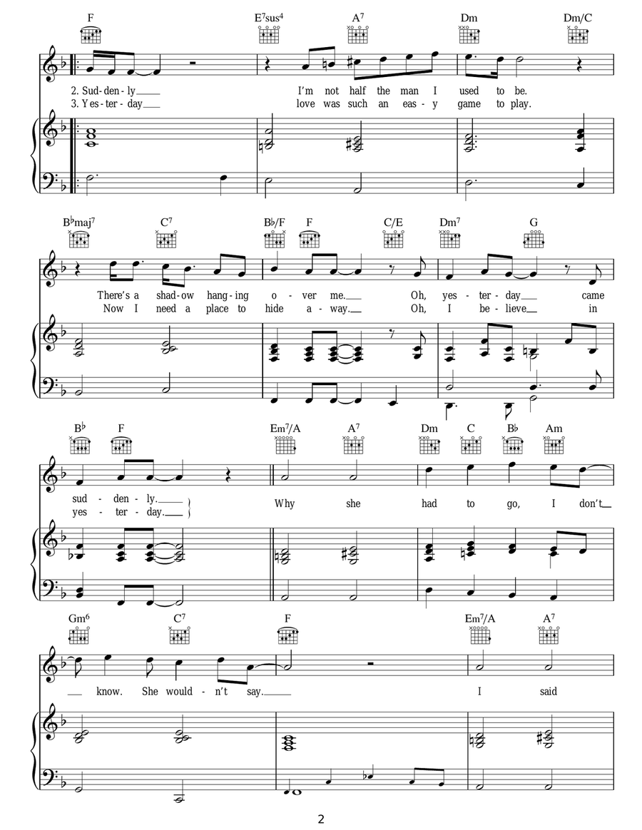 Yesterday Yesterday Acoustic Guitar scores gallery preview page 2