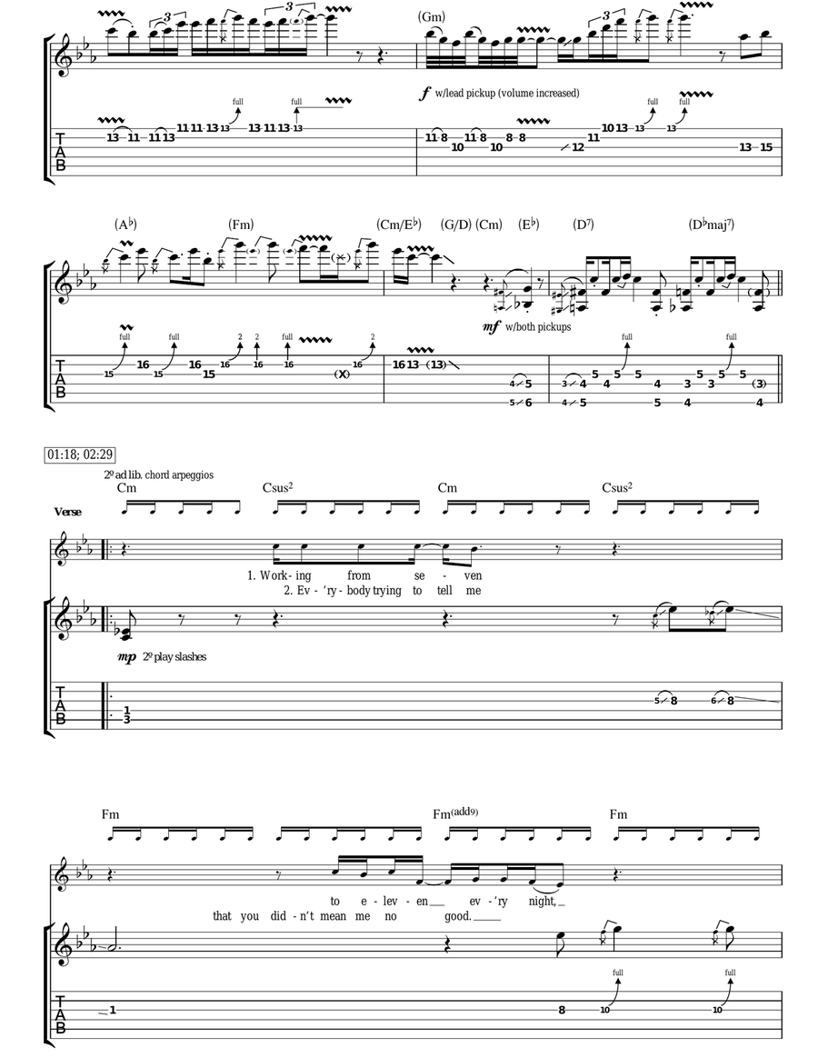 Since I've Been Loving You Guitar Tablature scores gallery preview page 2