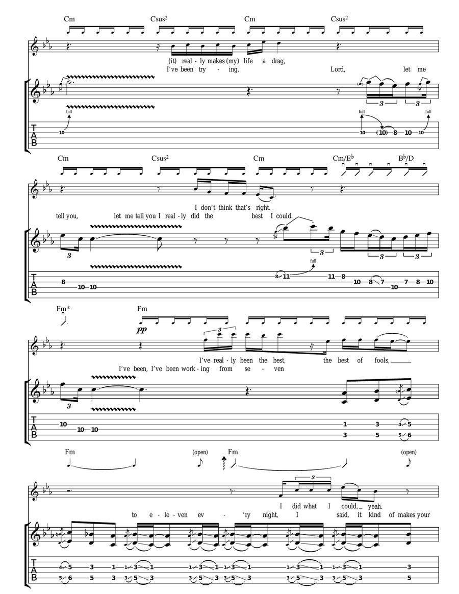 Since I've Been Loving You Guitar Tablature scores gallery preview page 3