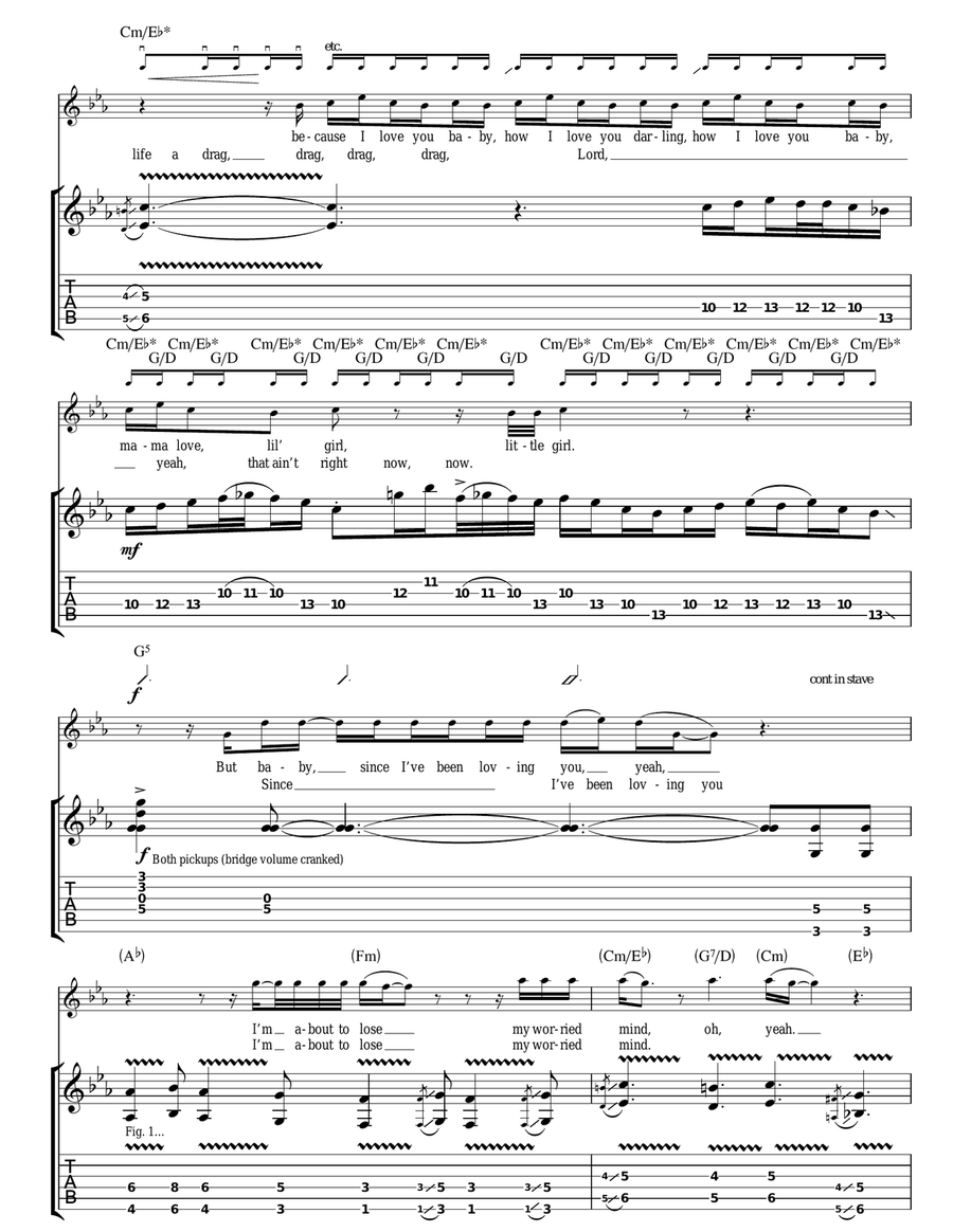 Since I've Been Loving You Guitar Tablature scores gallery preview page 4