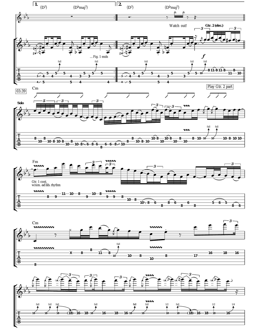 Since I've Been Loving You Guitar Tablature scores gallery preview page 5