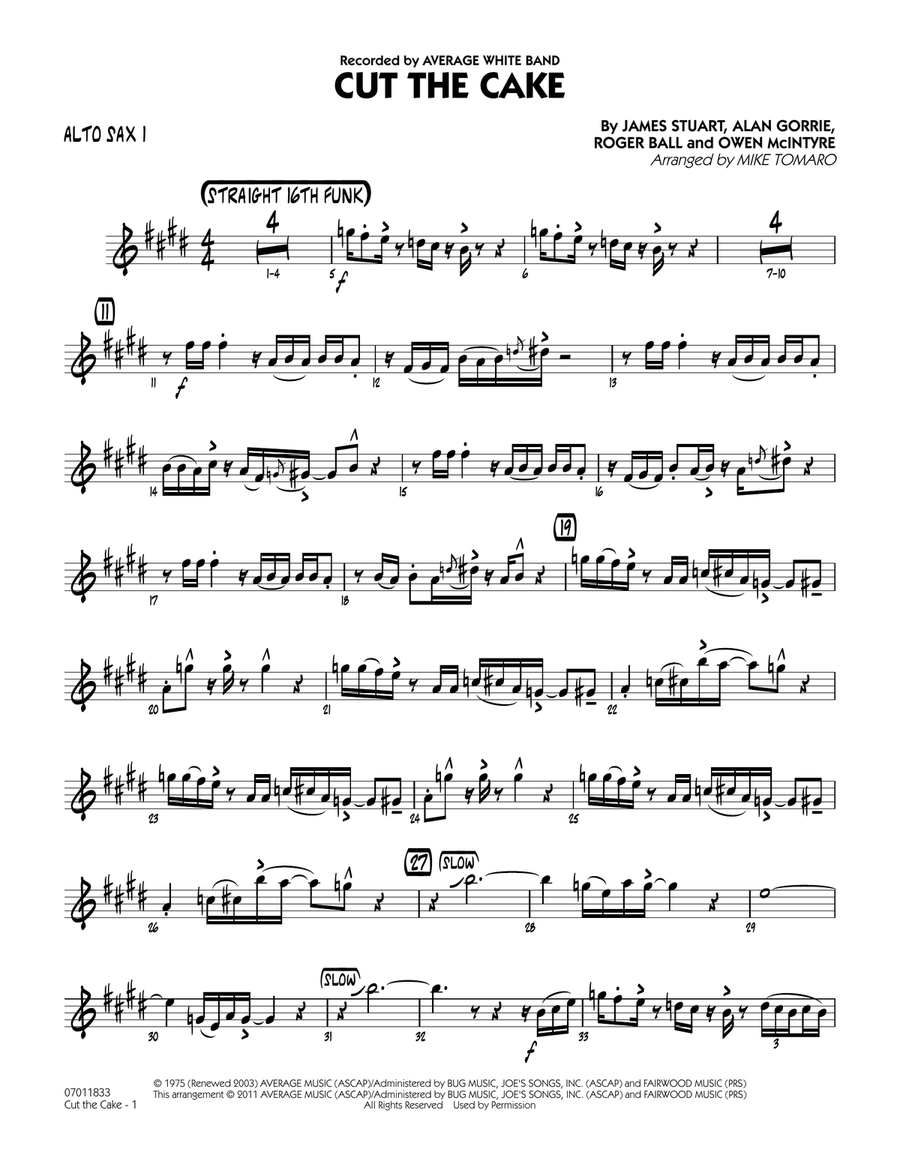 Cut The Cake - Alto Sax 1 Jazz Ensemble scores gallery preview page 1