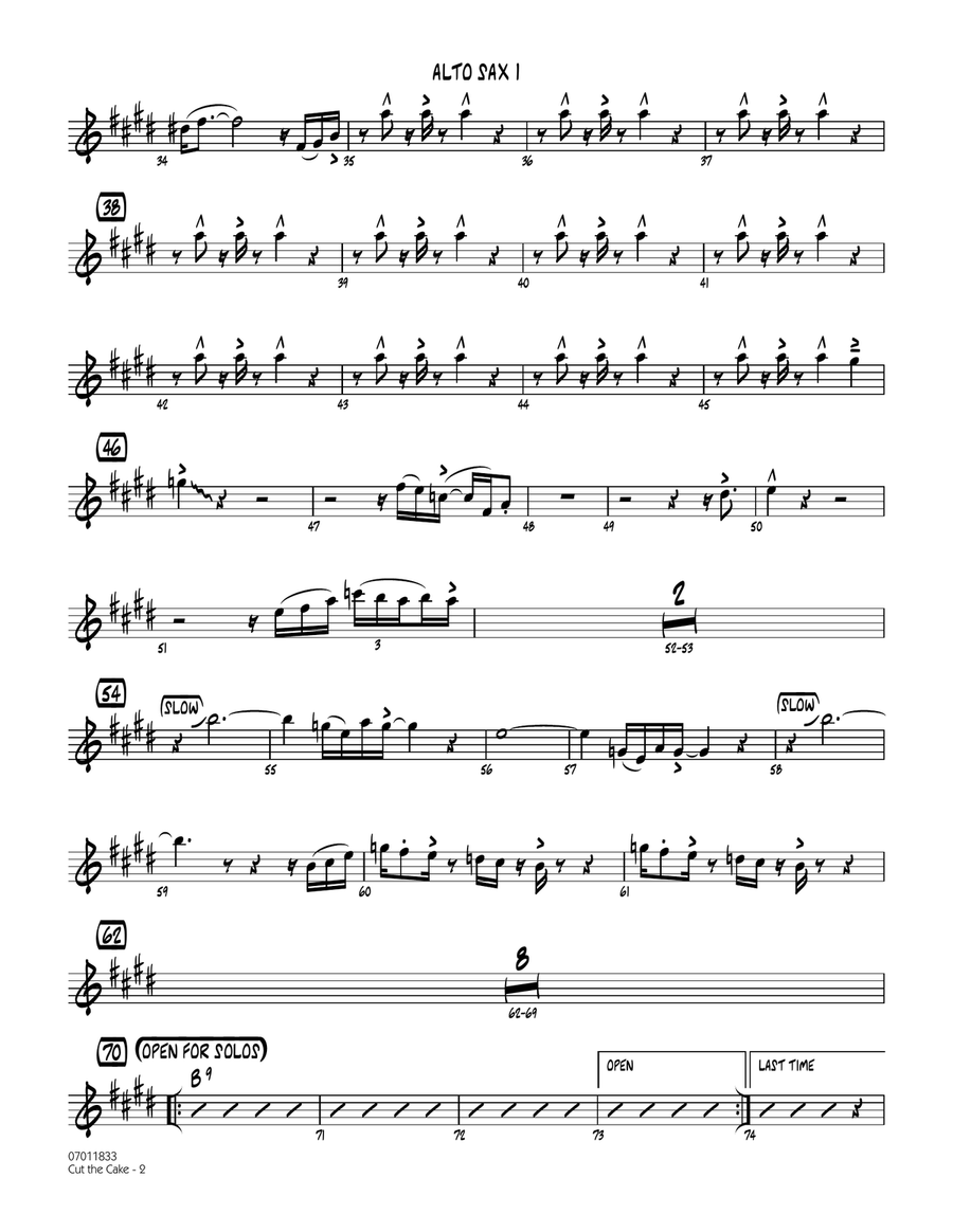 Cut The Cake - Alto Sax 1 Jazz Ensemble scores gallery preview page 2