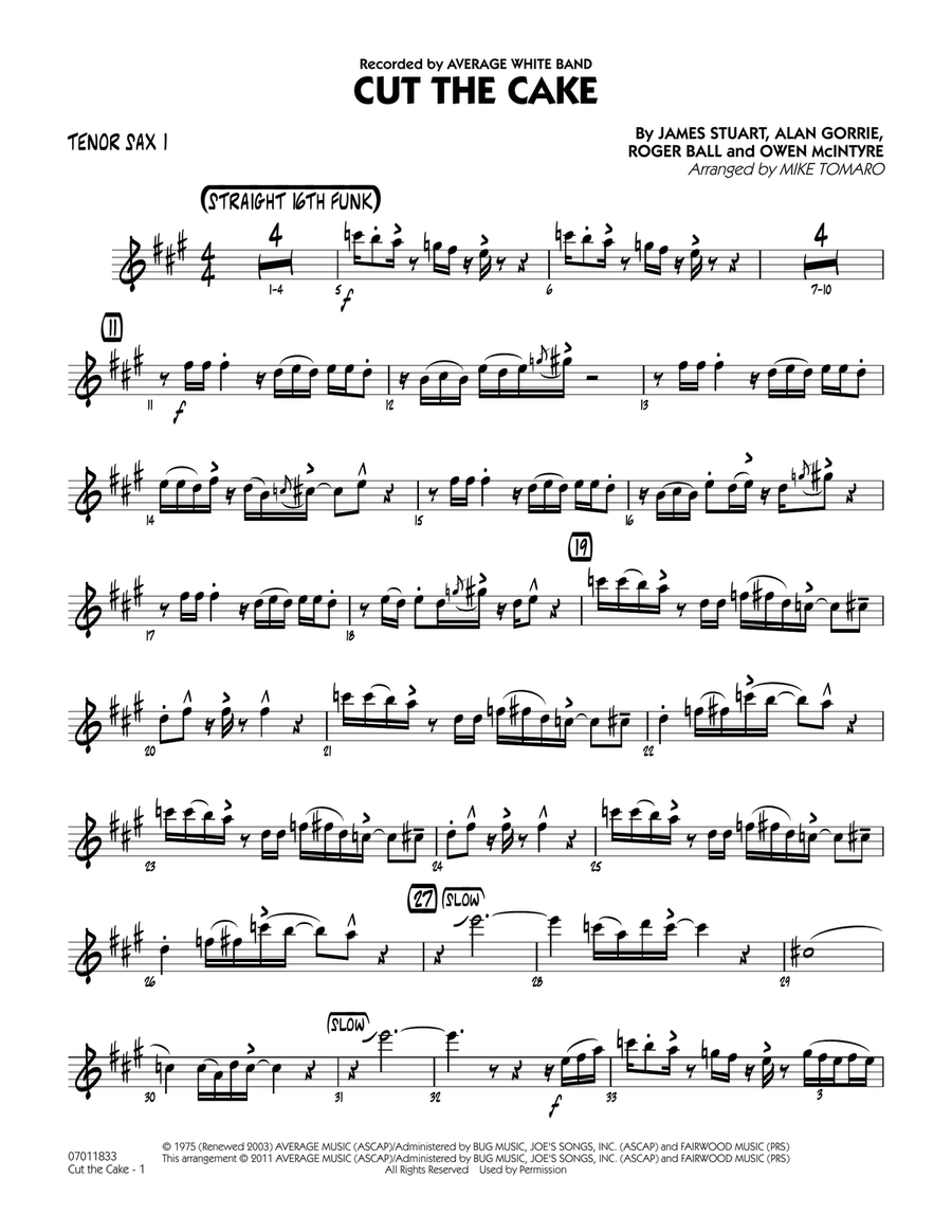 Cut The Cake - Tenor Sax 1 Jazz Ensemble scores gallery preview page 1