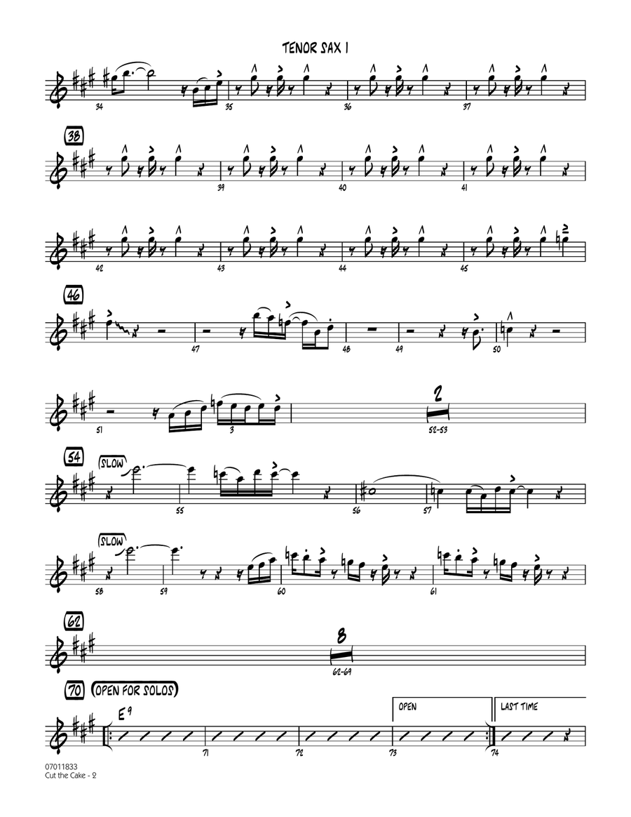 Cut The Cake - Tenor Sax 1 Jazz Ensemble scores gallery preview page 2