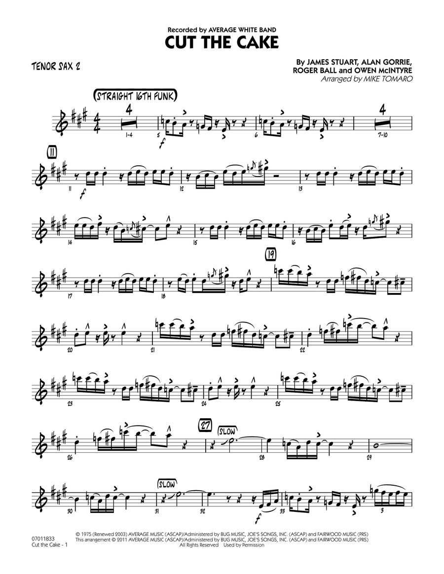 Cut The Cake - Tenor Sax 2 Jazz Ensemble scores gallery preview page 1