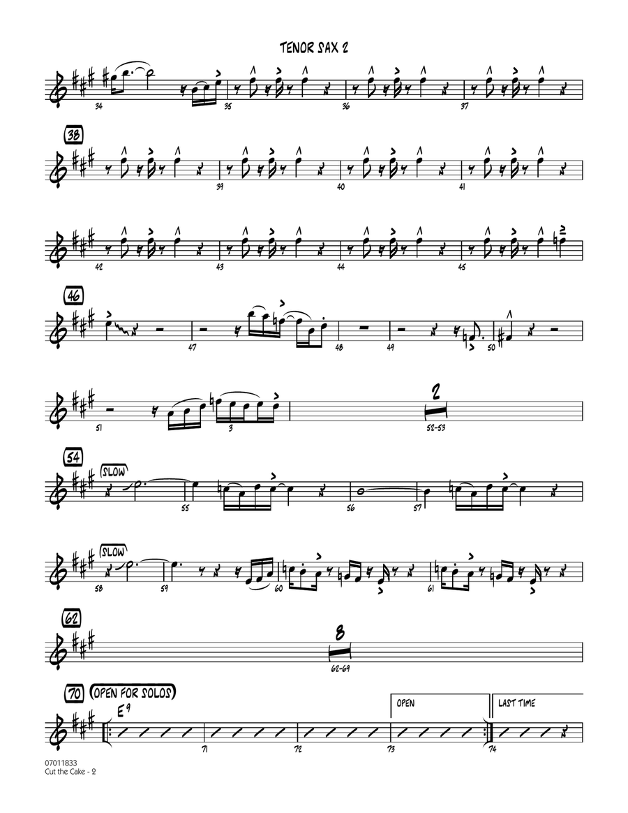 Cut The Cake - Tenor Sax 2 Jazz Ensemble scores gallery preview page 2