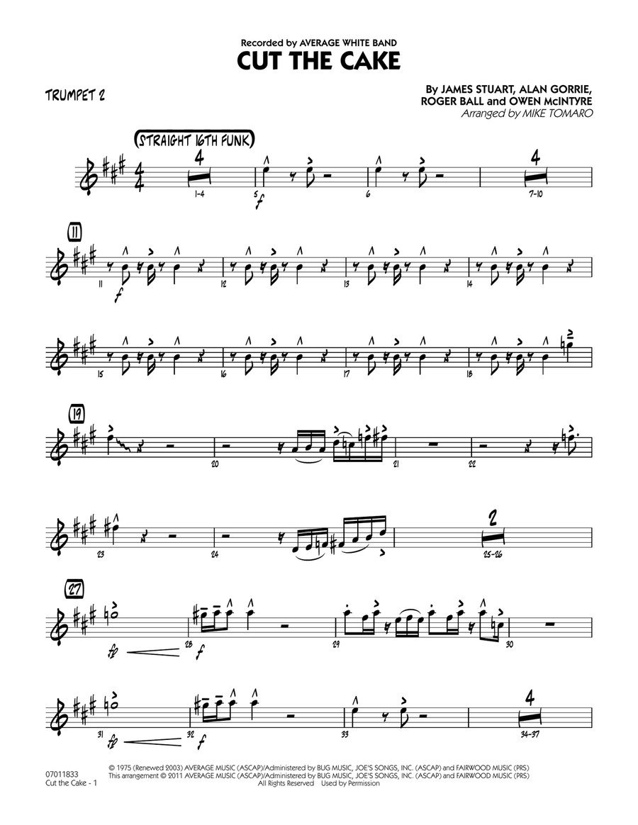 Cut The Cake - Trumpet 2 Cut The Cake - Trumpet 2 Jazz Ensemble scores gallery preview page 1