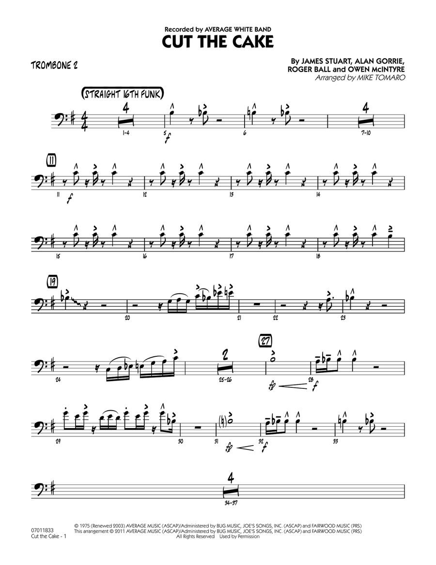 Cut The Cake - Trombone 2 Jazz Ensemble scores gallery preview page 1