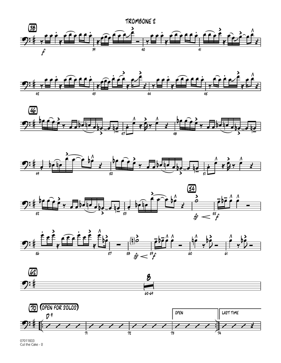 Cut The Cake - Trombone 2 Jazz Ensemble scores gallery preview page 2