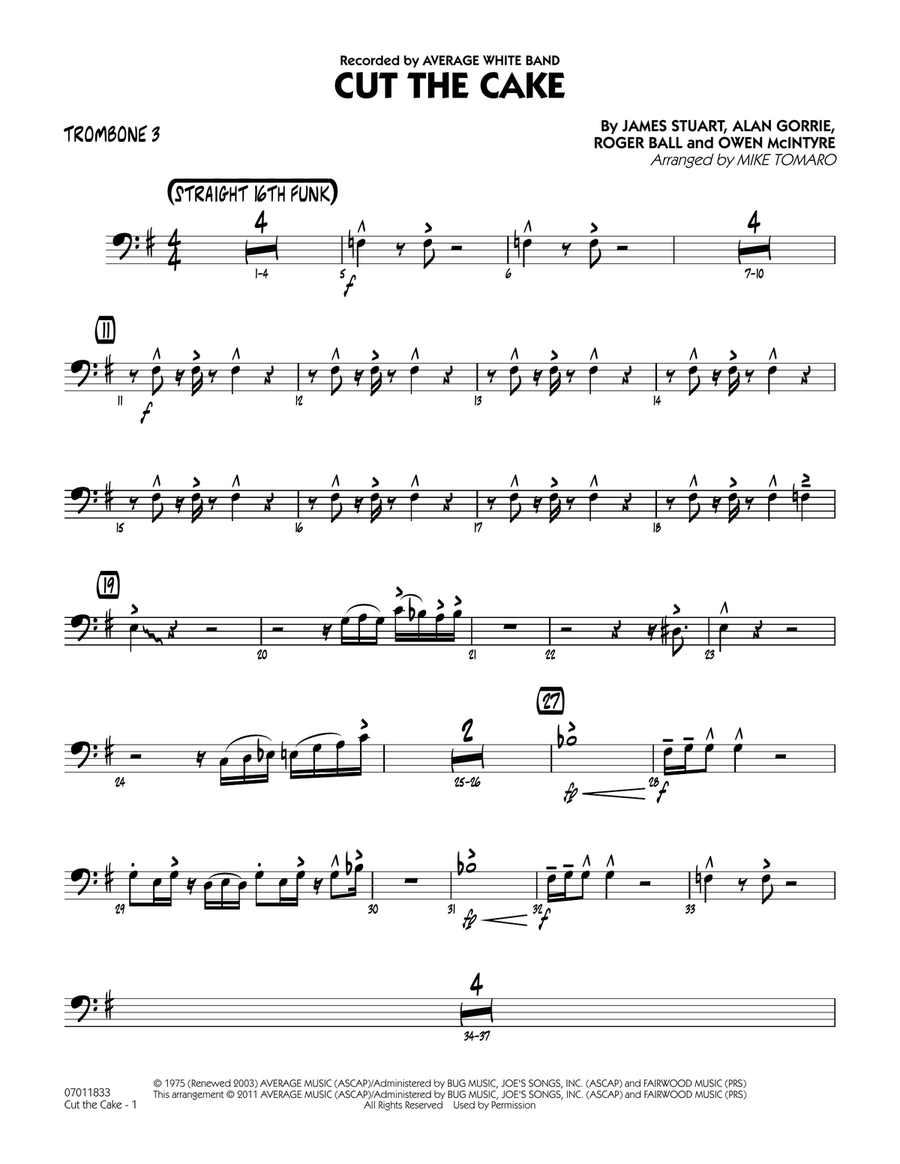 Cut The Cake - Trombone 3 Jazz Ensemble scores gallery preview page 1