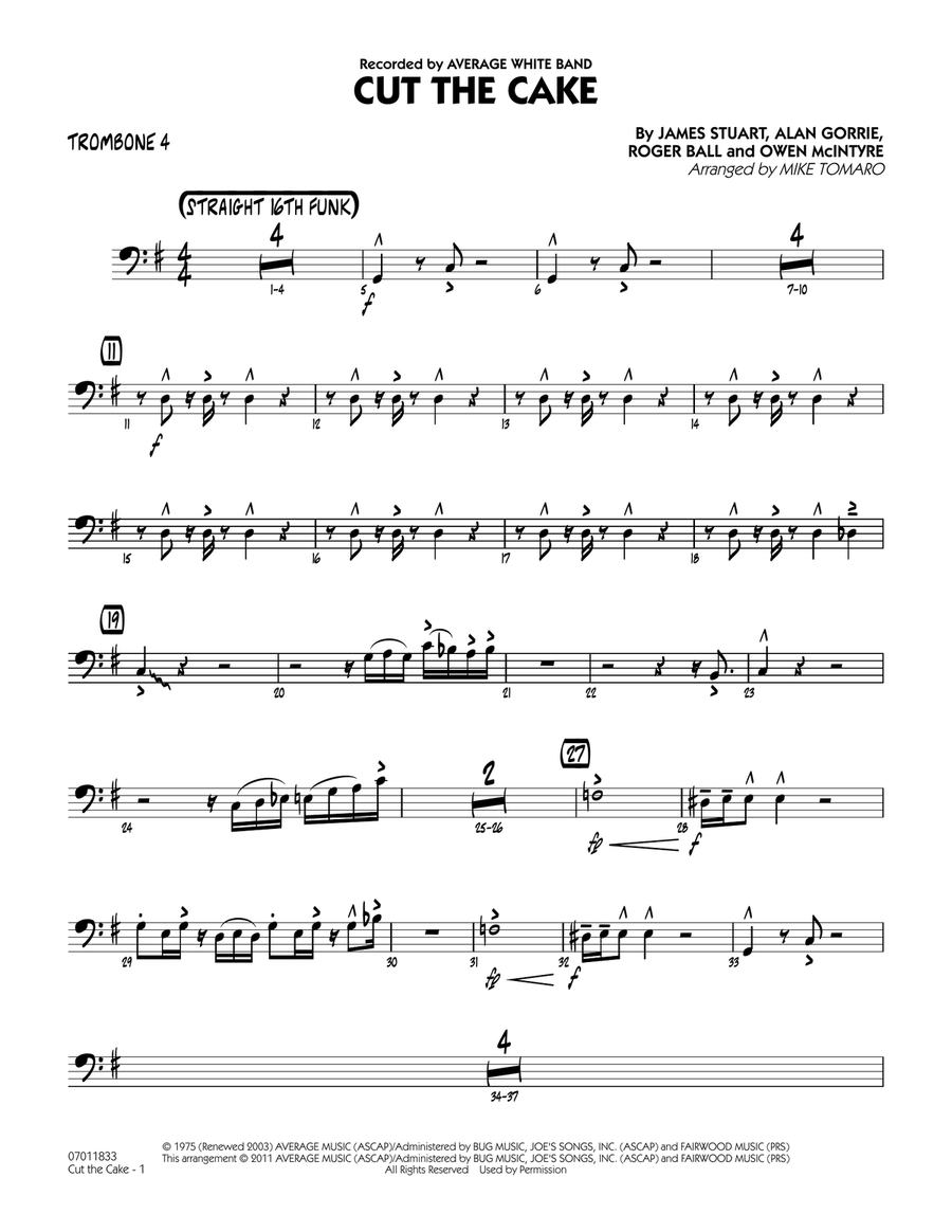 Cut The Cake - Trombone 4 Jazz Ensemble scores gallery preview page 1