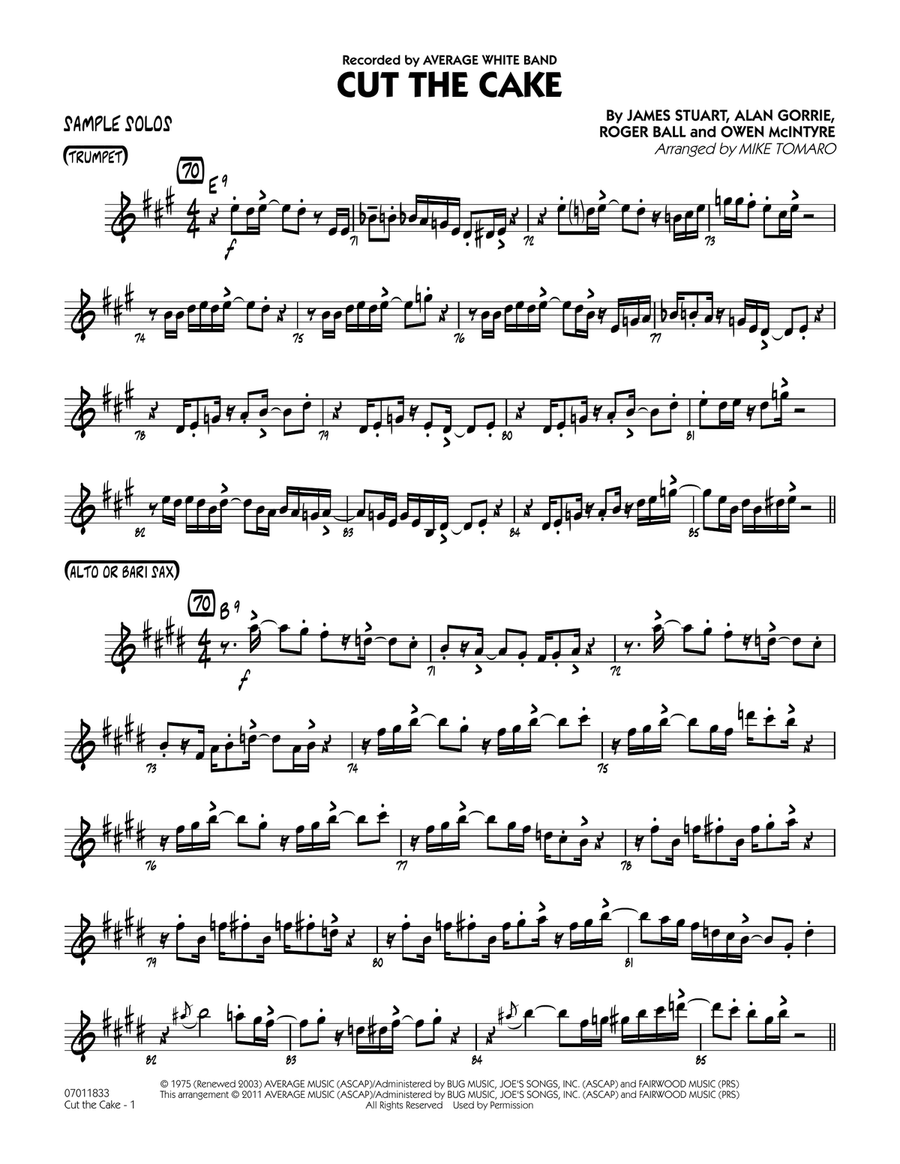 Cut The Cake - Sample Solo Jazz Ensemble scores gallery preview page 1