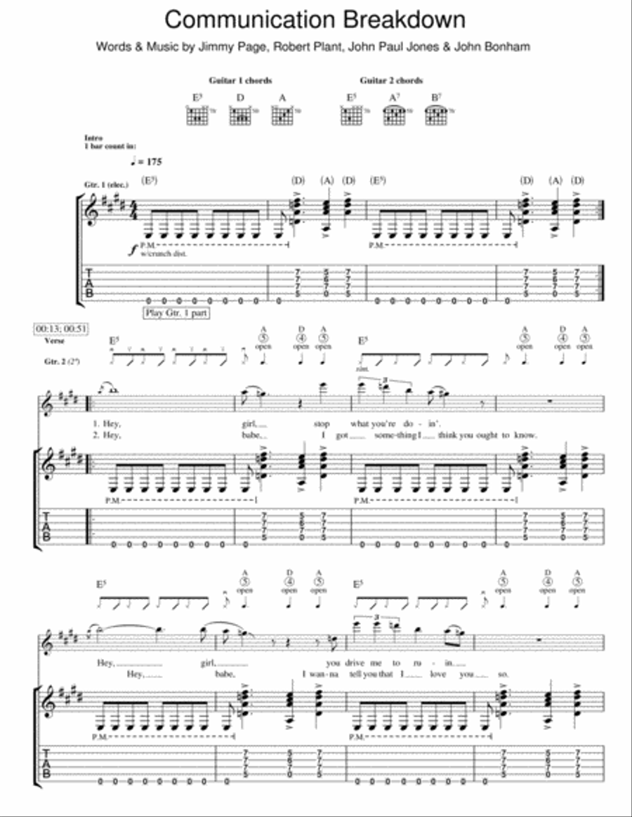 Communication Breakdown Electric Guitar scores gallery preview page 1