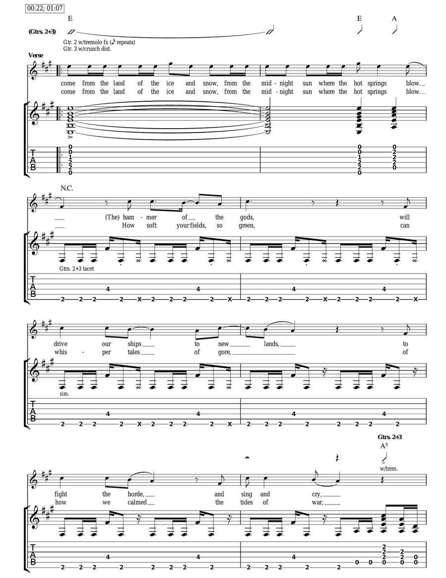 Immigrant Song Immigrant Song Acoustic Guitar scores gallery preview page 2
