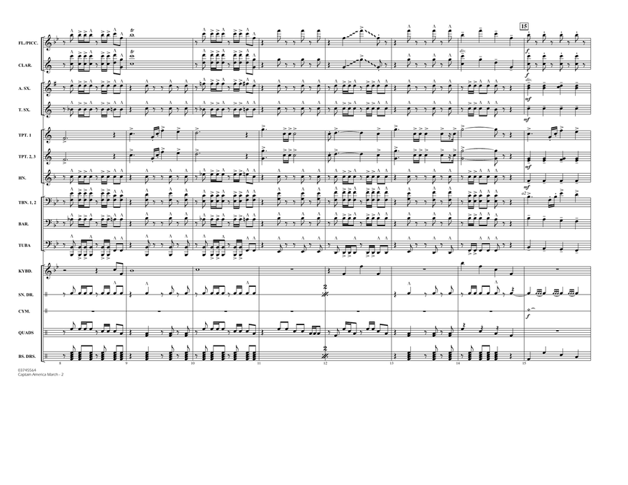 Captain America March - Full Score Marching Band scores gallery preview page 2