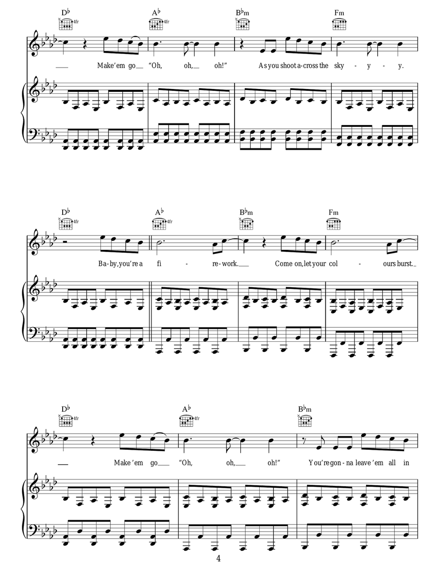 Firework Firework Acoustic Guitar scores gallery preview page 4