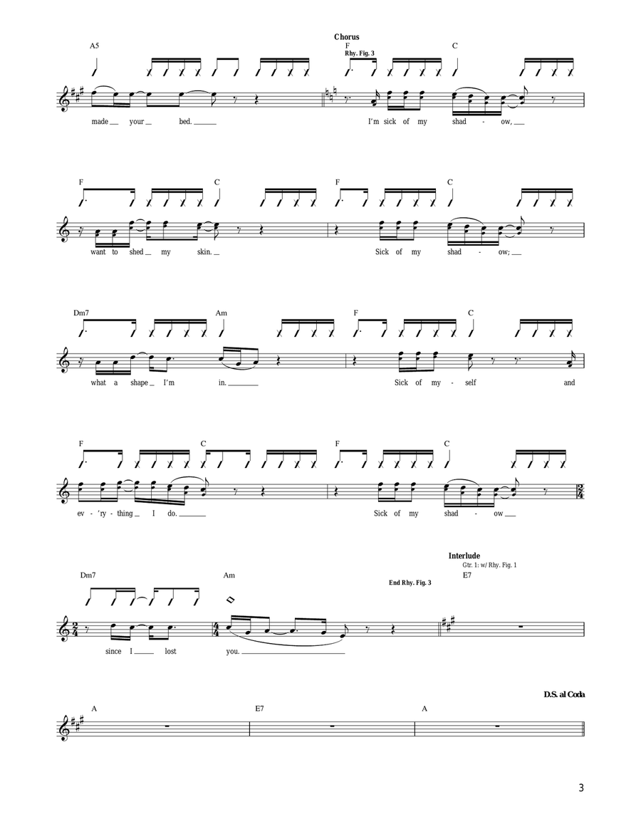 Sick Of My Shadow Sick Of My Shadow Acoustic Guitar scores gallery preview page 3