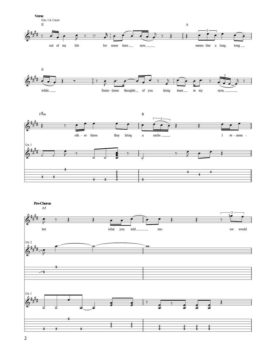 On A Real Lonely Night On A Real Lonely Night Acoustic Guitar scores gallery preview page 2
