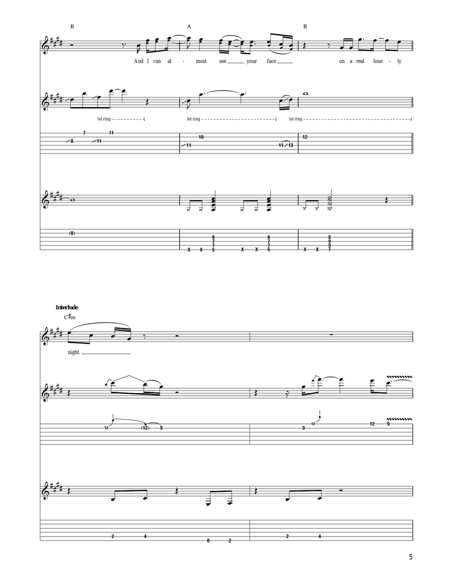 On A Real Lonely Night On A Real Lonely Night Acoustic Guitar scores gallery preview page 5