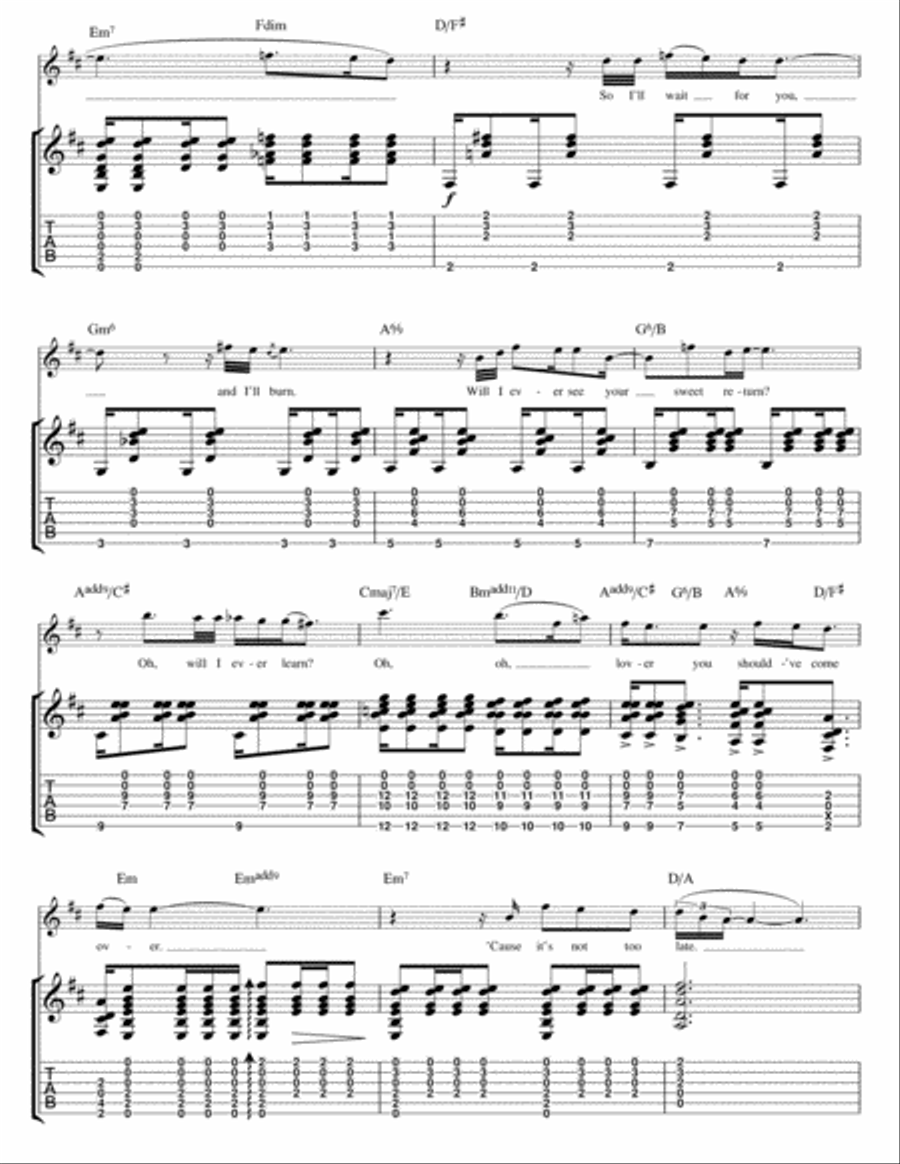 Lover, You Should've Come Over Guitar Tablature scores gallery preview page 5