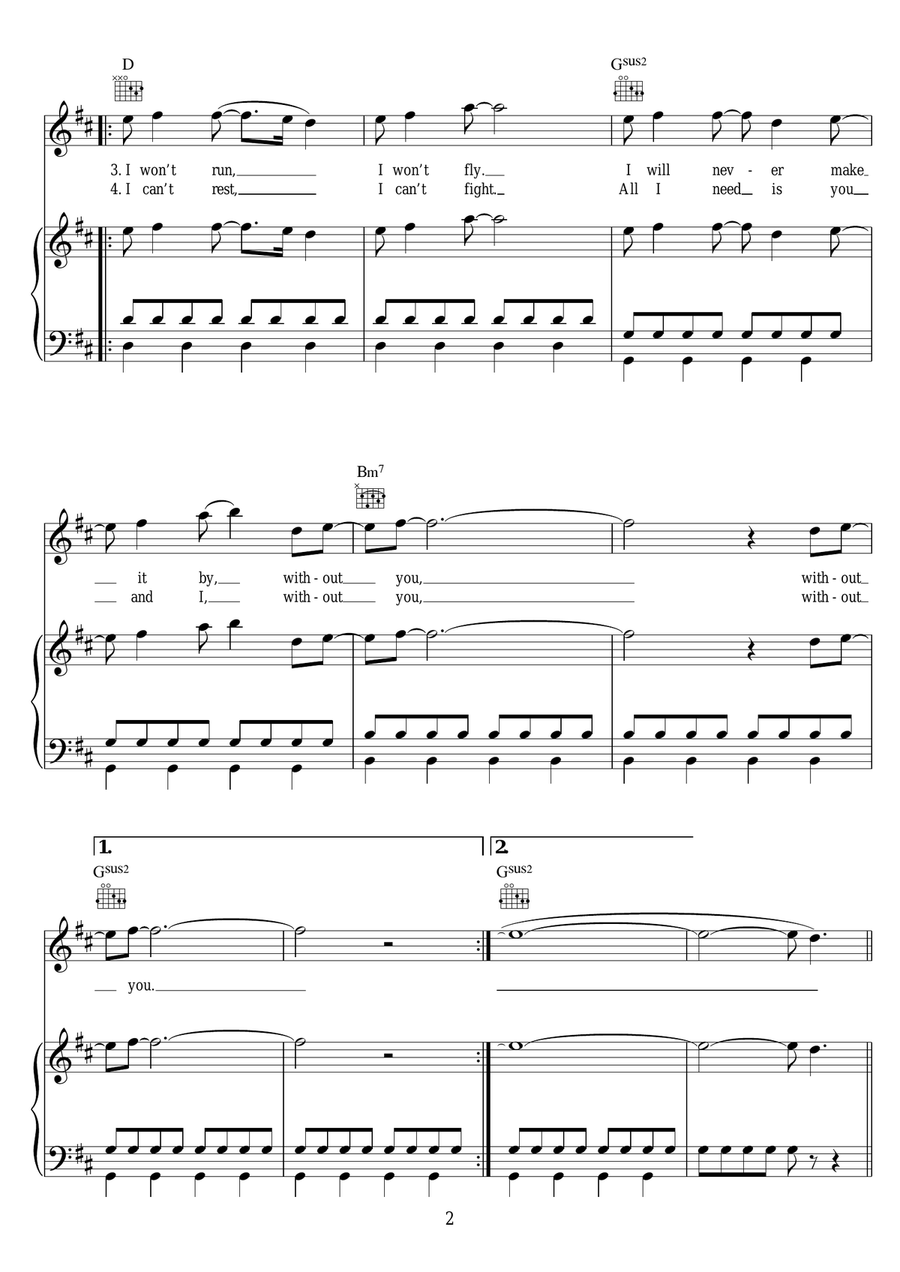 Without You (featuring Usher) Acoustic Guitar scores gallery preview page 2