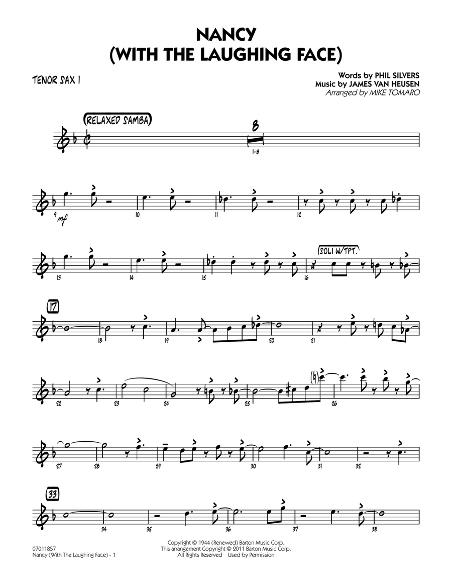 Nancy (With The Laughing Face) - Tenor Sax 1 Jazz Ensemble scores gallery preview page 1