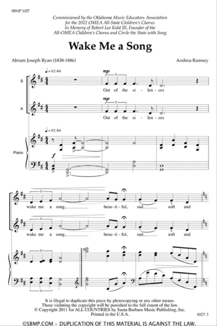 Wake Me a Song - SSA Octavo SSA scores gallery preview page 2
