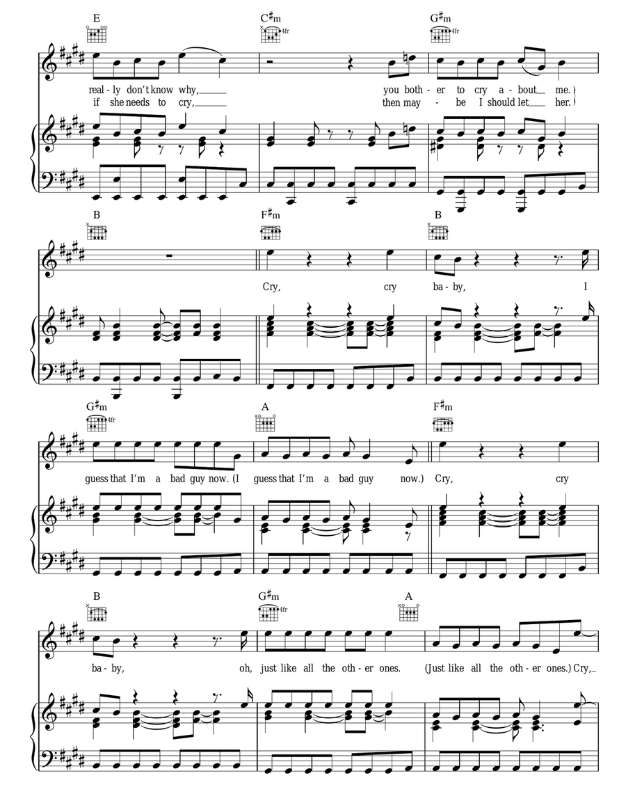 Cry Baby Cry Baby Piano, Vocal, Guitar scores gallery preview page 3