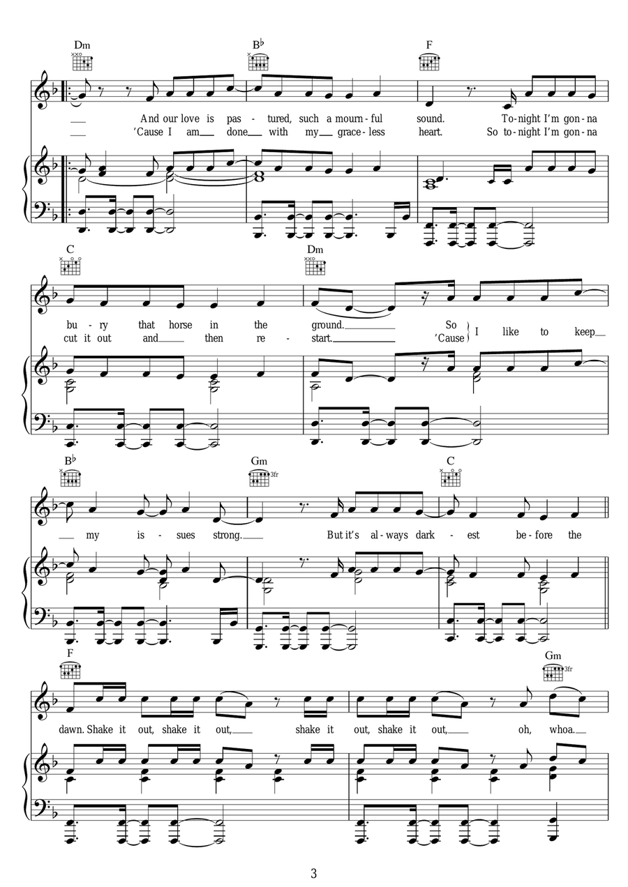 Shake It Out Shake It Out Piano, Vocal, Guitar scores gallery preview page 3