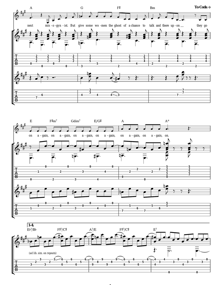 On Again! On Again! Acoustic Guitar scores gallery preview page 4
