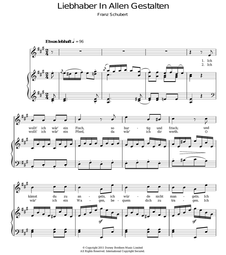 Liebhaber In Allen Gestalten Piano, Vocal scores gallery preview page 1