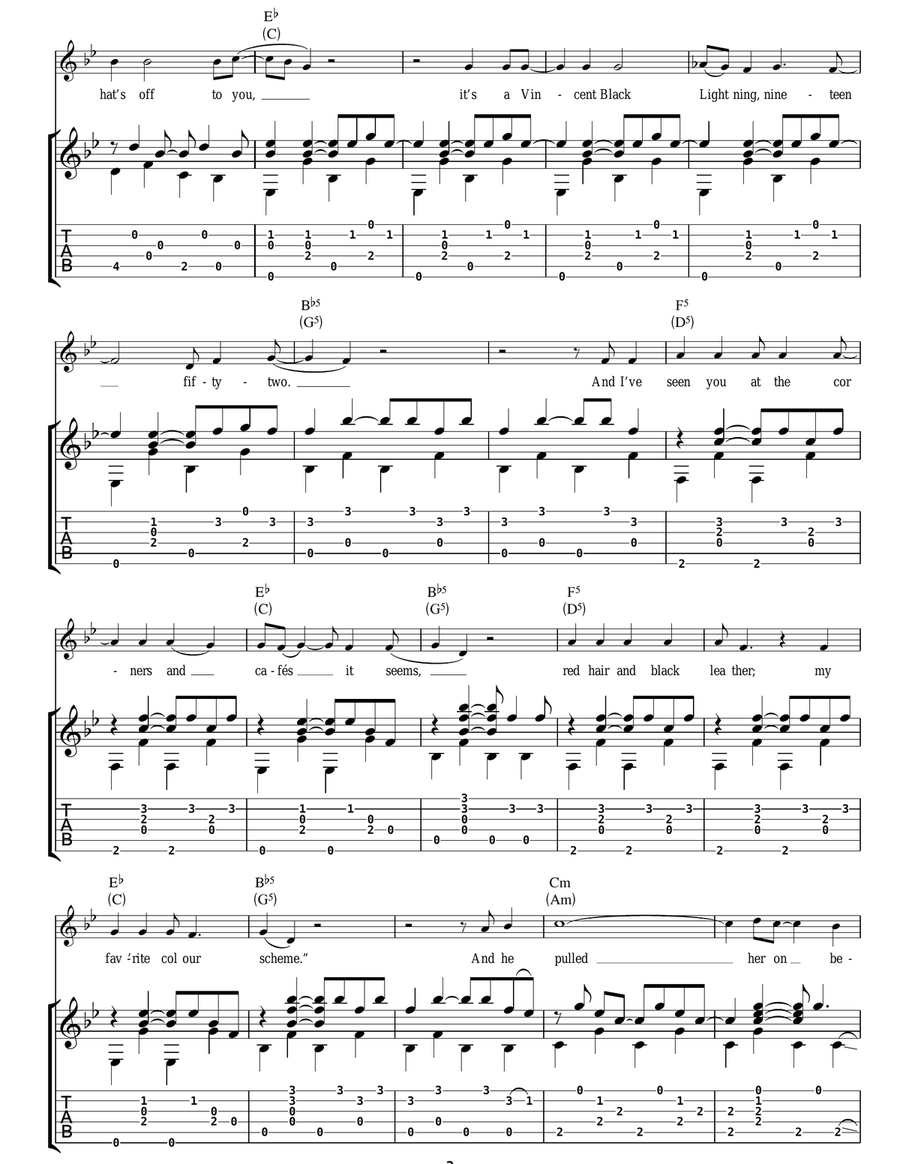 1952 Vincent Black Lightning Acoustic Guitar scores gallery preview page 3