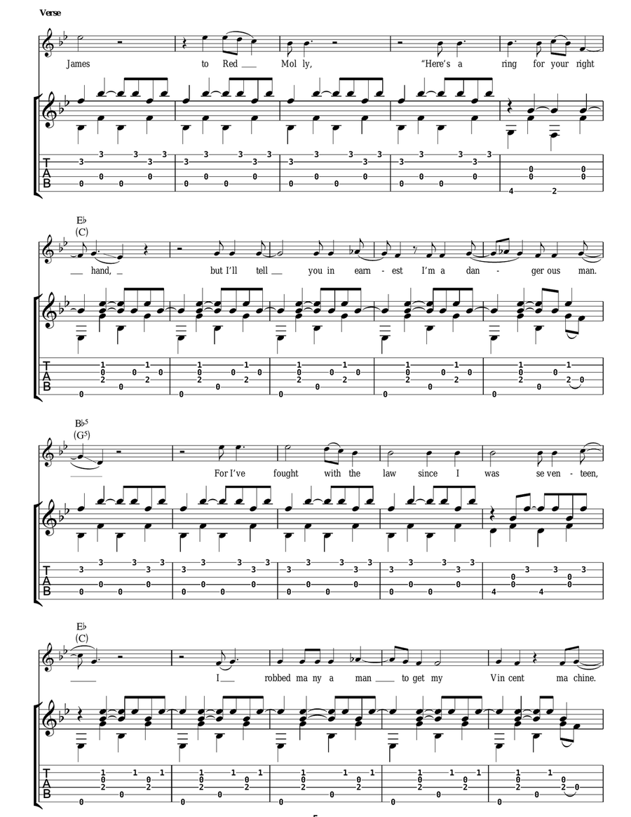1952 Vincent Black Lightning Acoustic Guitar scores gallery preview page 5