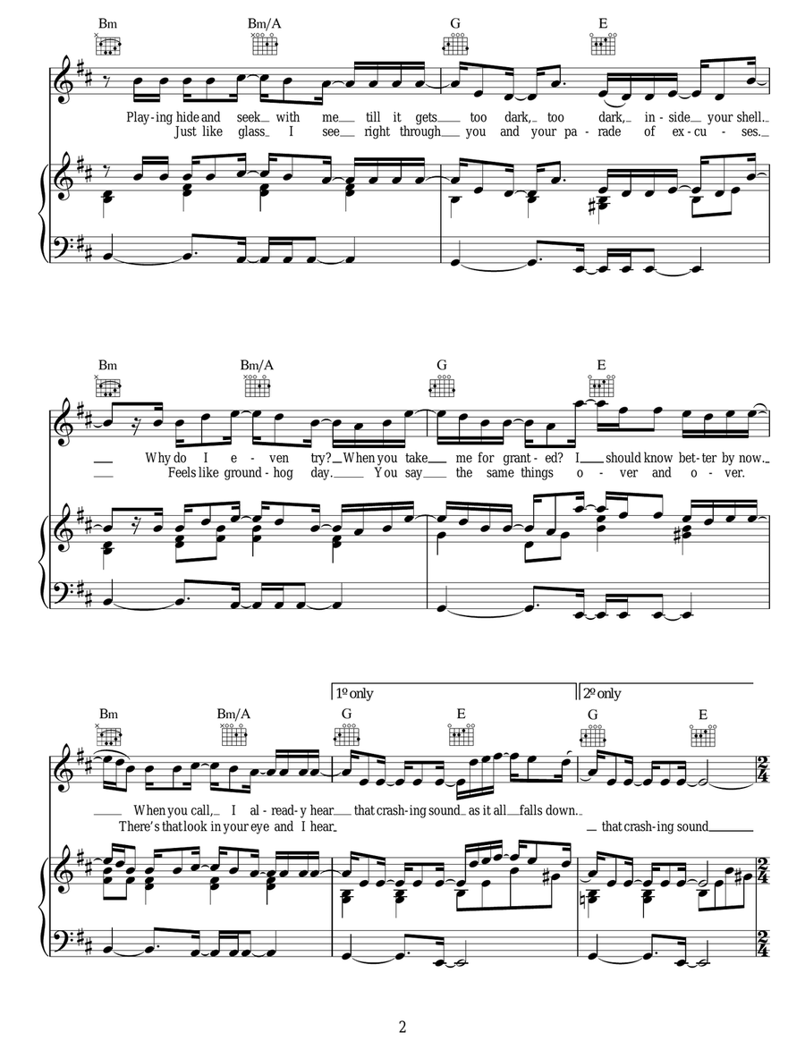 Up Up Piano, Vocal, Guitar scores gallery preview page 2