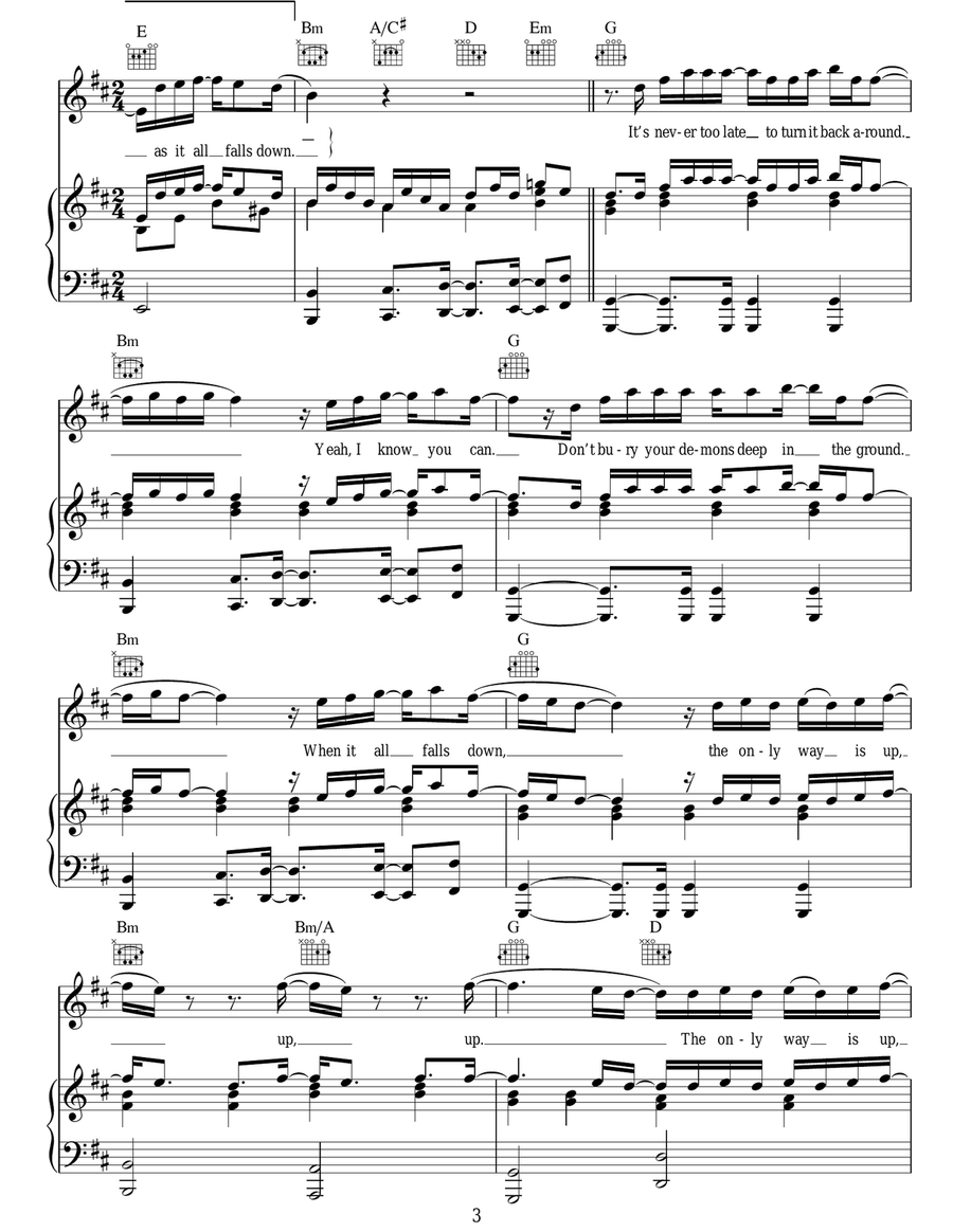 Up Up Piano, Vocal, Guitar scores gallery preview page 3