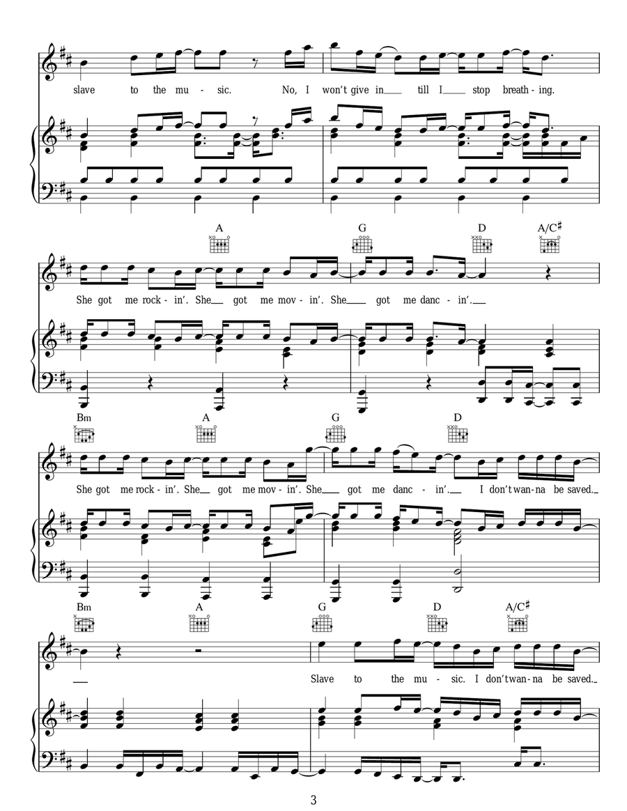 Slave To The Music Slave To The Music Piano, Vocal, Guitar scores gallery preview page 3