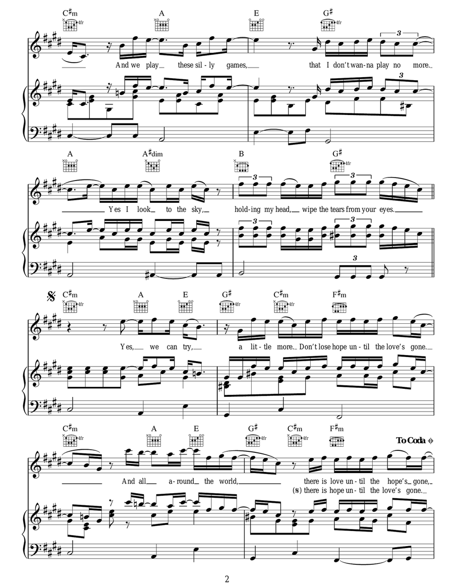 All Around The World All Around The World Piano, Vocal, Guitar scores gallery preview page 2