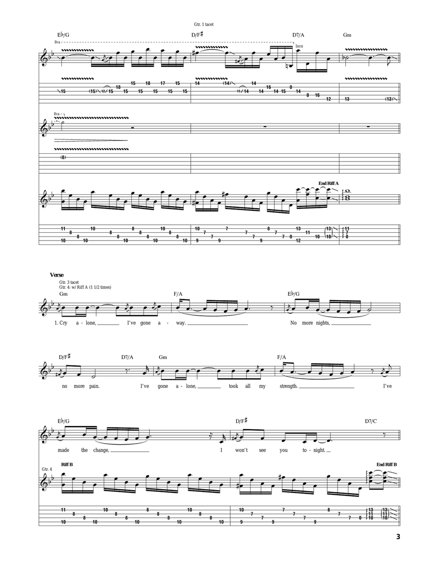 I Won't See You Tonight (Part I) Acoustic Guitar scores gallery preview page 3