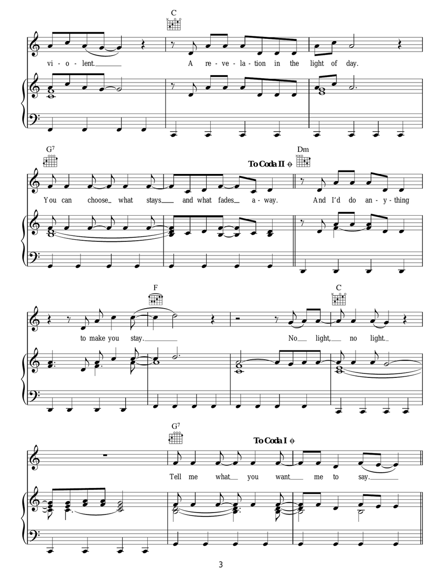 No Light, No Light No Light, No Light Acoustic Guitar scores gallery preview page 3