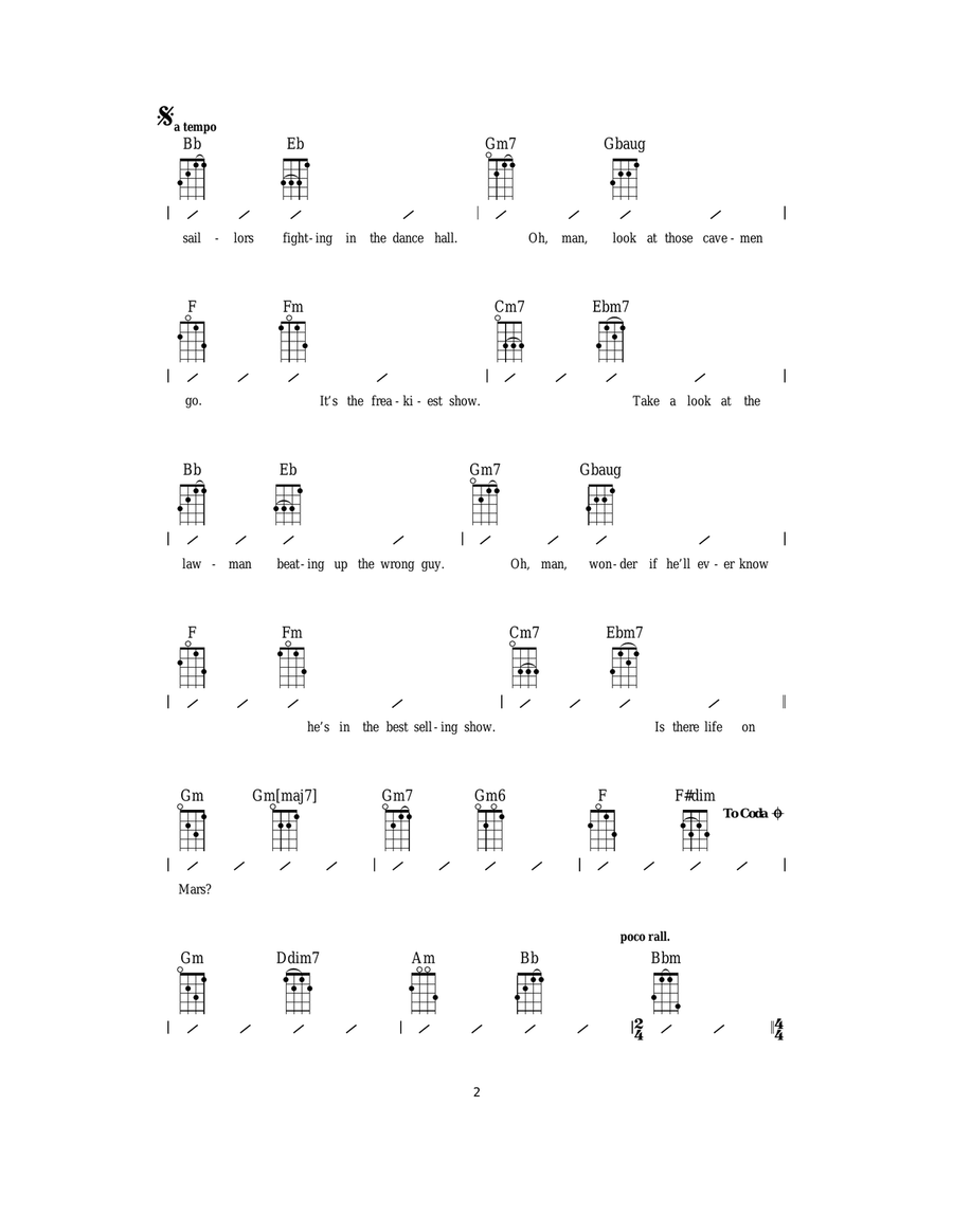Life On Mars? Life On Mars? Ukulele scores gallery preview page 2
