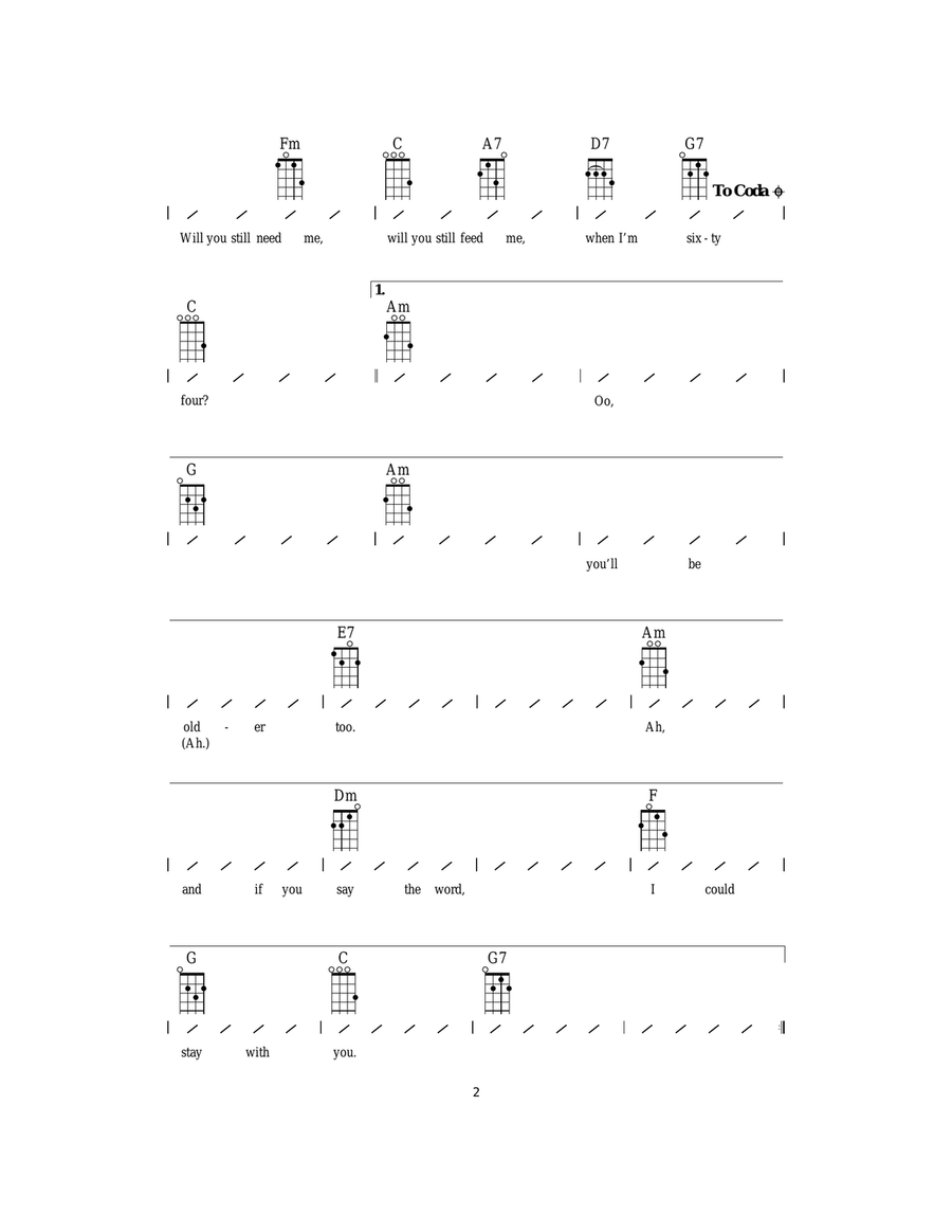 When I'm Sixty-Four Ukulele scores gallery preview page 2
