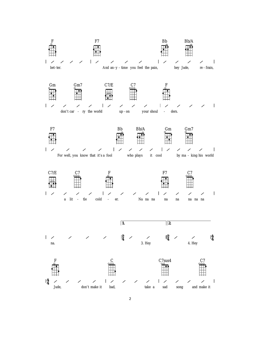 Hey Jude Hey Jude Ukulele scores gallery preview page 2